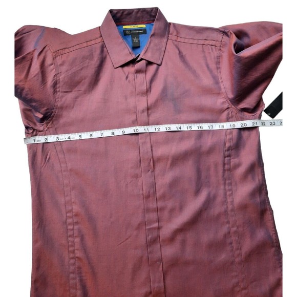 International Concepts Mens Iridescent Red Blue Long Sleeve Button Up Shirt M - Picture 9 of 13